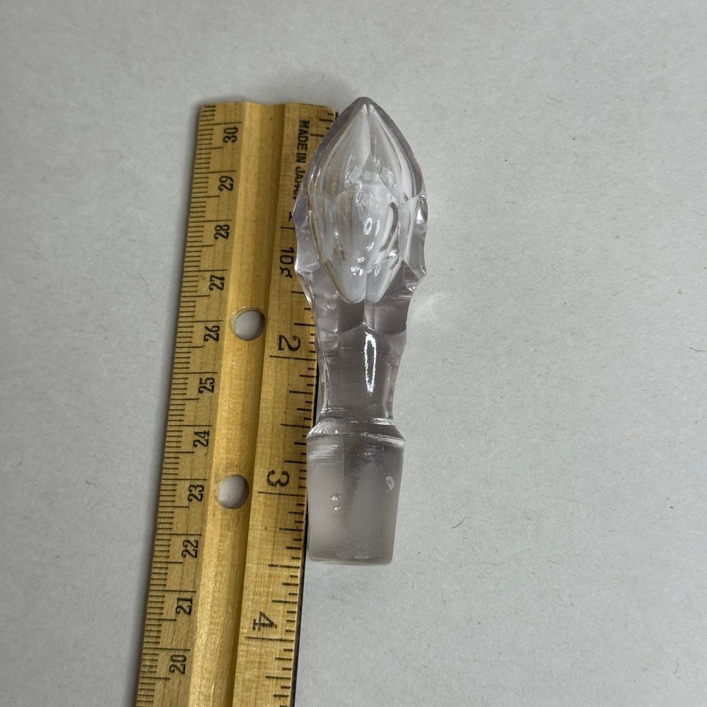 Vintage Clear Cut Glass Decanter Stopper Replacement 3.5 Inch Pointed Finial